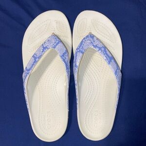 CROCS Blue and White Sandals with Perforated Design